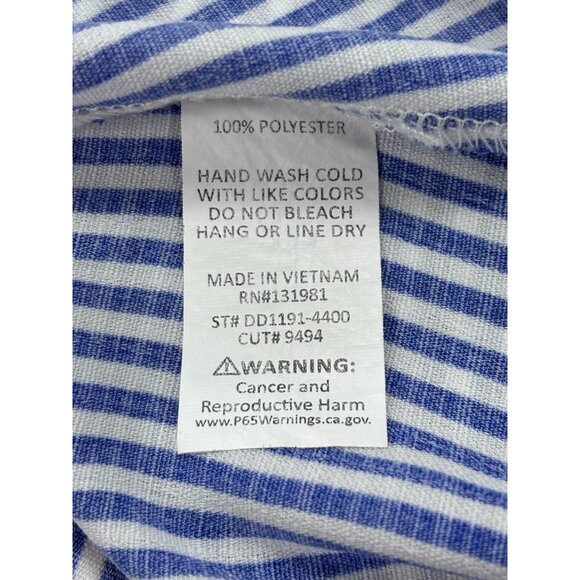 Blue & White Striped Shirt Dress By Love Blossom Button Front Elastic Waist Shor - Picture 10 of 10